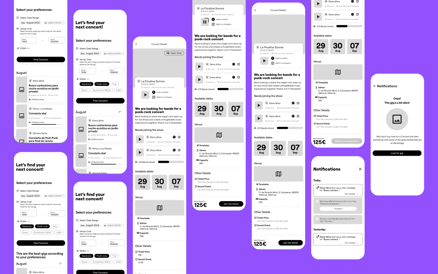 Backstage Lo-Fi Wireframes