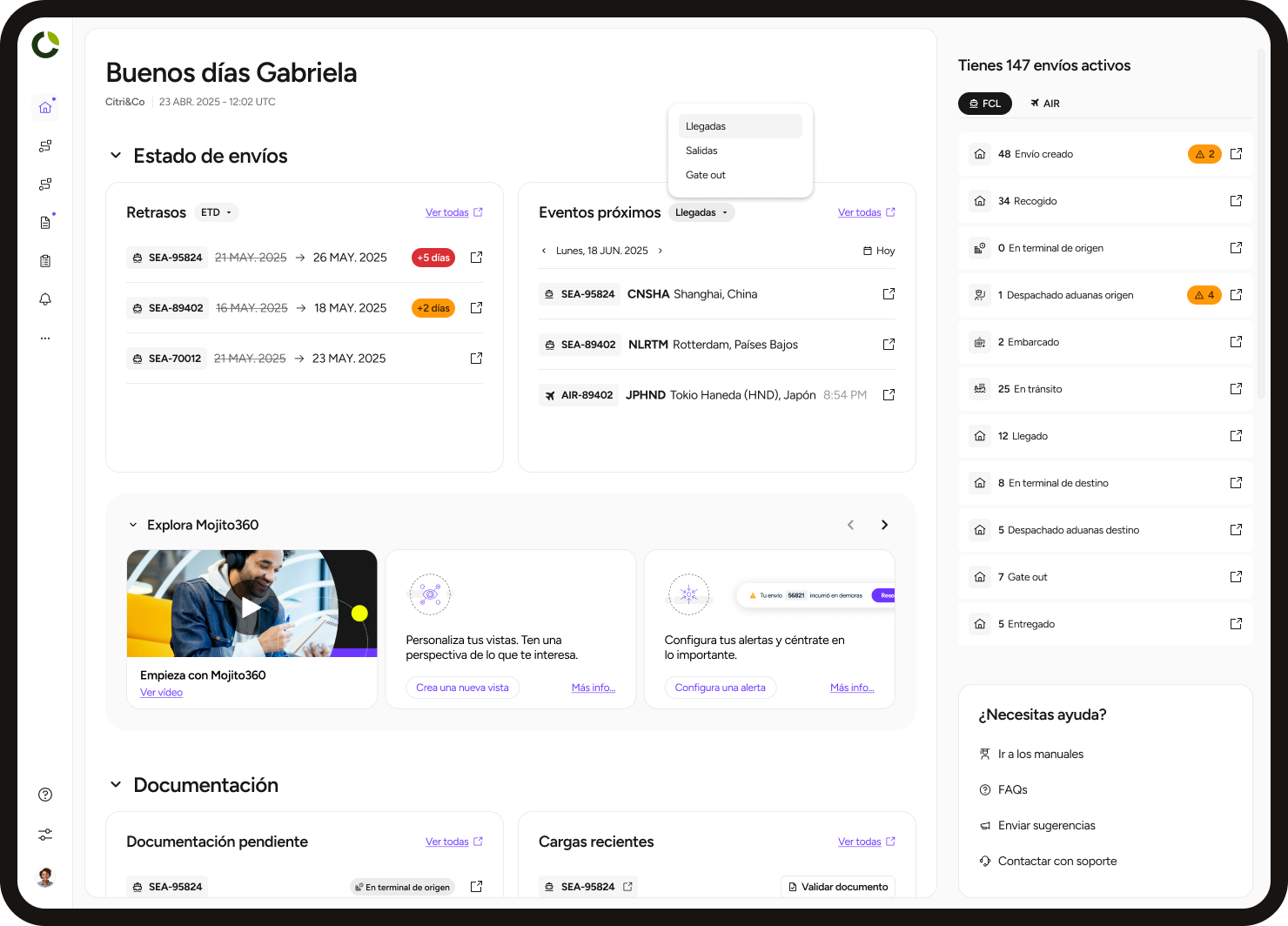 Mojito360 Home Dashboard — Operational Control Center